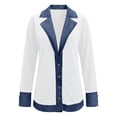 thumbnail image 4 of YWMJI Denim Patchwork Corduroy Cardigan for Women Collared Knit Sweater Blazer Soft Ribbed Knit Long Sleeve Button Down Denim Trim Blazer Lightweight Open Front Thigh Length Jackets White 3Xl, 4 of 5