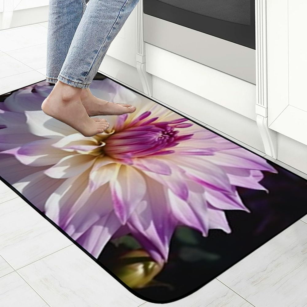 Qinduosi Decorative Door Mat, Door Mat with Non-Slip Rubber Backing, Easy Cleaning, Traps Dirt, for Entry, Patio, Garage - Dahlia Flower Garden Plant Nature Blooming 19.68*47.24 in