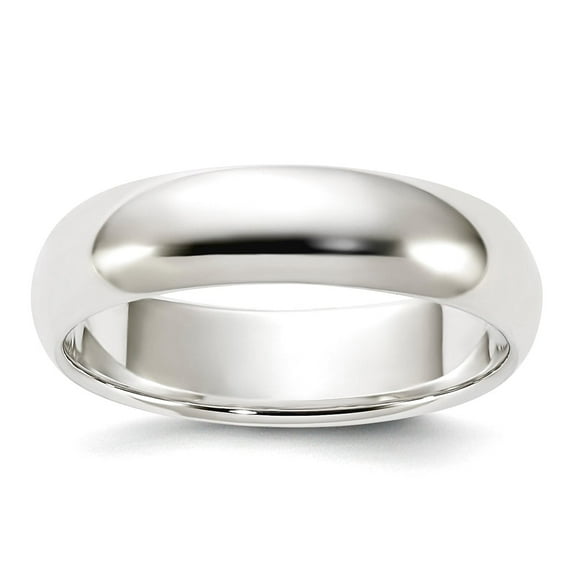 925 Sterling Silver Solid Polished Half Round 5mm Half-Round Band Ring Size 6.5 Ring for Women and Men