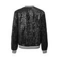 thumbnail image 6 of Rswnyirn Kids Girls Sequin Bomber Jacket Sparkle Long Sleeve Zipper Party Jacket Outwear Coat Black 6, 6 of 7
