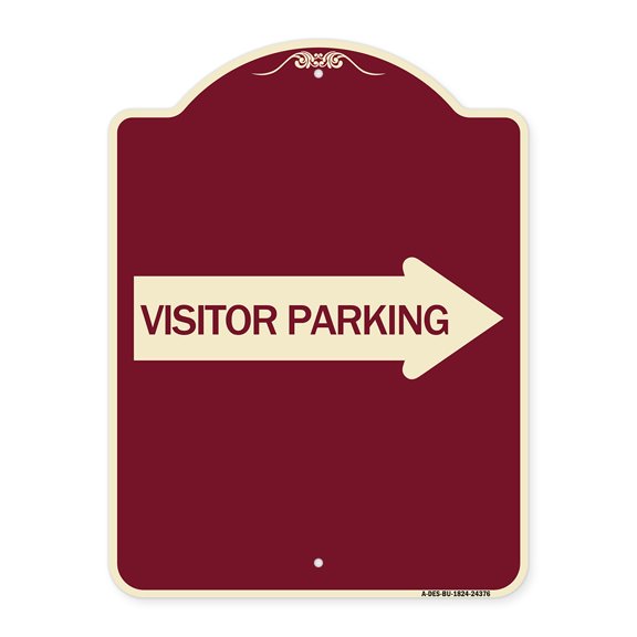 SignMission Designer Series Sign - Visitor Parking (With Right Arrow) | Burgundy 18" x 24" Heavy-Gauge Aluminum Architectural Sign | Protect Your Business & Municipality | Made in the
