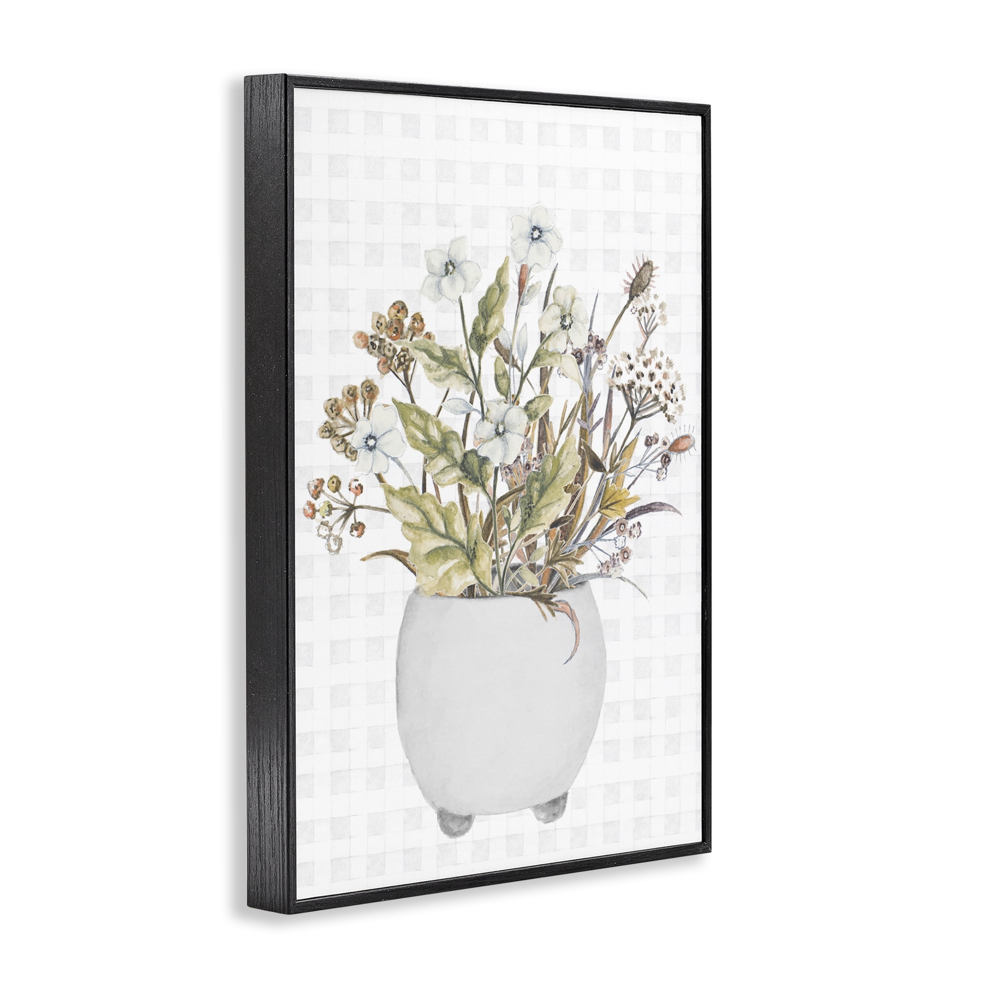 Stupell Industries Soft Potted Wildflowers Botanical & Floral Painting Black Framed Art Print Wall Art, 20 x 30
