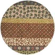 SAFAVIEH Bella Floral Striped Wool Area Rug, Ivory/Multi, 5' x 5' Round