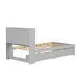 thumbnail image 7 of Twin Size Bed Frame with Built-in USB Port on Bookcase Headboard and 2 Drawers, Wooden Platform Bed with Slats Support for Bedroom, No Box Spring Needed, Grey, 7 of 7