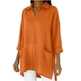 thumbnail image 5 of Bixock Women's Maternity Tops Long Sleeve Shirts V Neck Cotton Linen Loose Pregnant Casual Blouse with Pockets Soft Breathable Daily Wear Maternity Clothings, 5 of 7