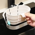 thumbnail image 5 of Foldable Hanging Sink Drain Basket, Stretchable Kitchen Colander with Flip Cover, Space Saving Food Strainer, Multifunctional Faucet Storage Rack Draining for Fruits Vegetables Utensils,White, 5 of 9