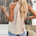 thumbnail image 5 of Jewelreauty Women Halter Neck Ruched Tank Tops Casual Sleeveless Tunic Tee Summer Loose Fitting Solid Shirts (L, Khaki), 5 of 7