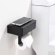 thumbnail image 4 of Portarrollos de papel higiénico negro mate con estante, dispensador de toallitas y espacio de almacenamiento para el baño. Mantiene las toallitas ocultas y fuera de la vista. Resistente a las manchas., 4 of 4