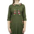 thumbnail image 3 of Bimba Women's Designer Floral Embroidered Rayon Green Maxi Dress With Pockets-18, 3 of 4