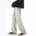 thumbnail image 2 of FRSASU Men's Leisure Jeans Regular Fit Denim Pants Straight Leg Jeans Streetwear Elastic Waist Drawsting Trousers Beige, 2 of 8