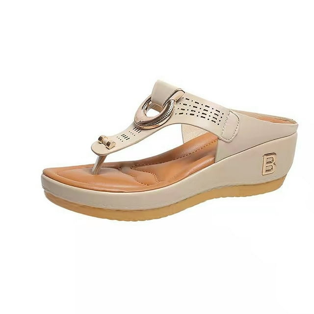 Si Fang Wedge Sandals Contoured Insole & Flexible Lightweight Outsole Non Slip Durable and Soft Slippers