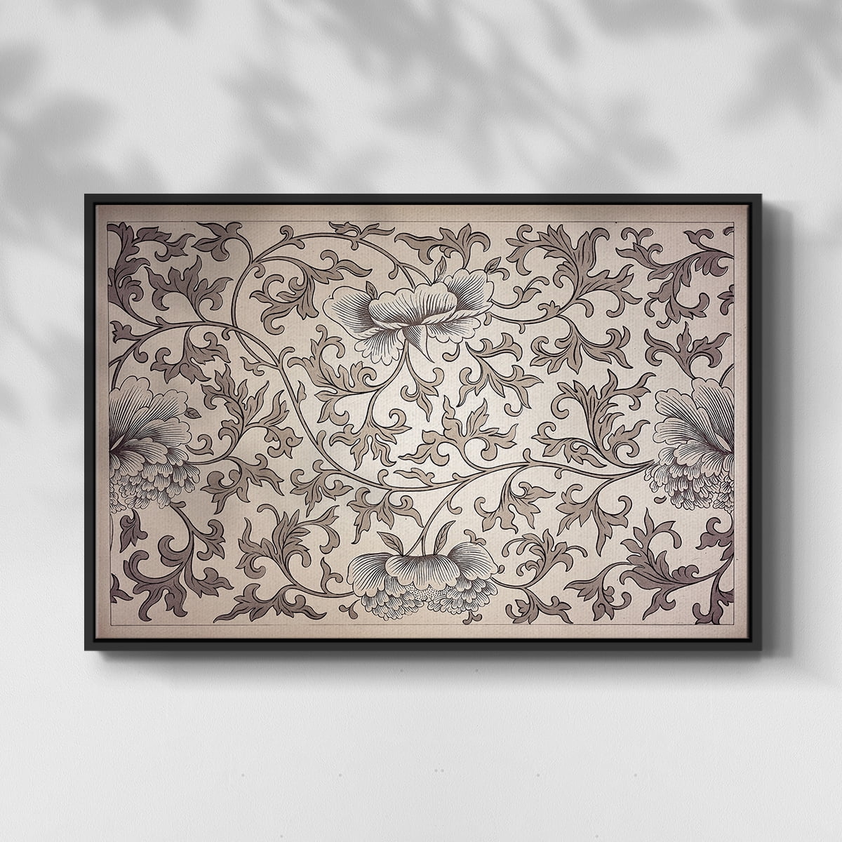 Vintage Abstract Print-XXIV Framed in Black Wood Gallery Wrapped Canvas 17 in. x 25 in.