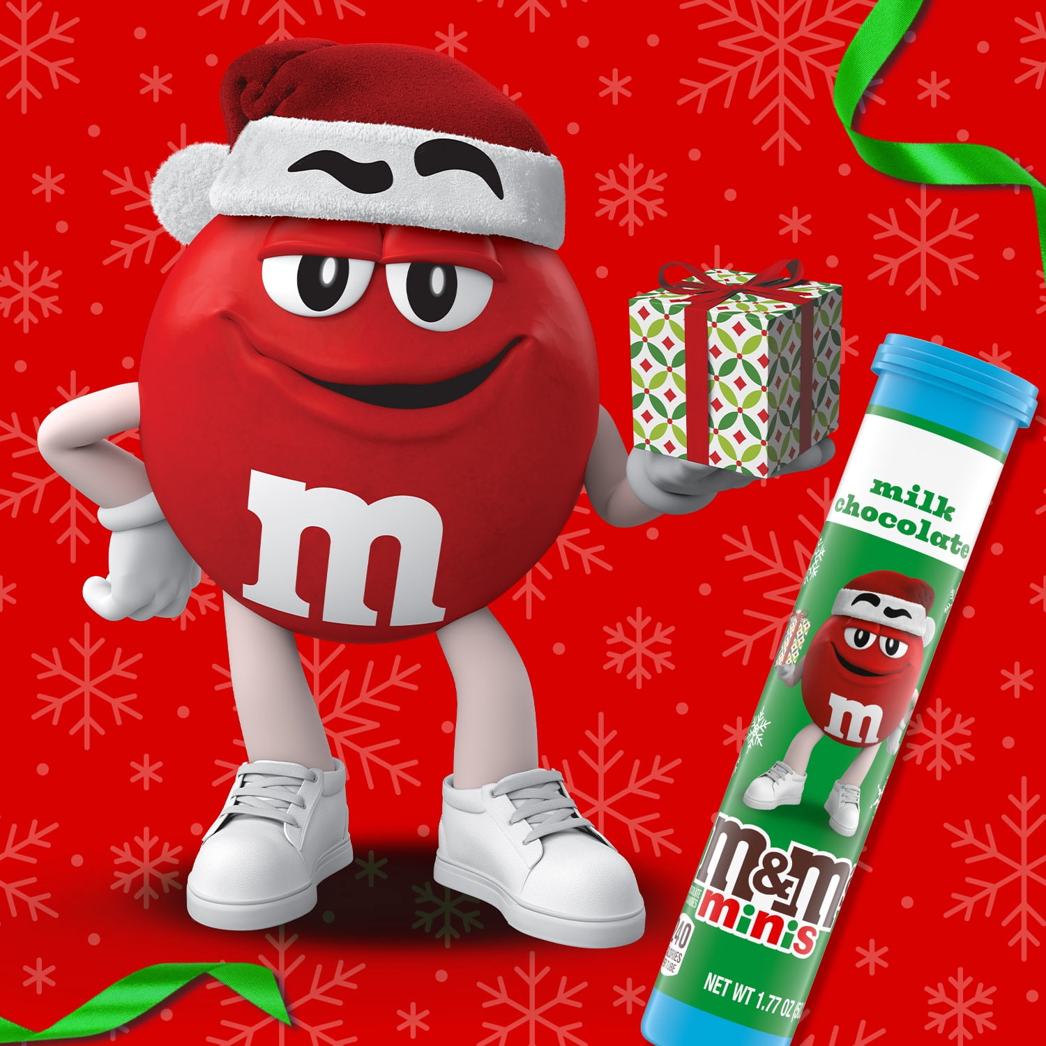 (2 pack) M&M's Minis Milk Chocolate Mega Christmas Tube - 1.77 oz