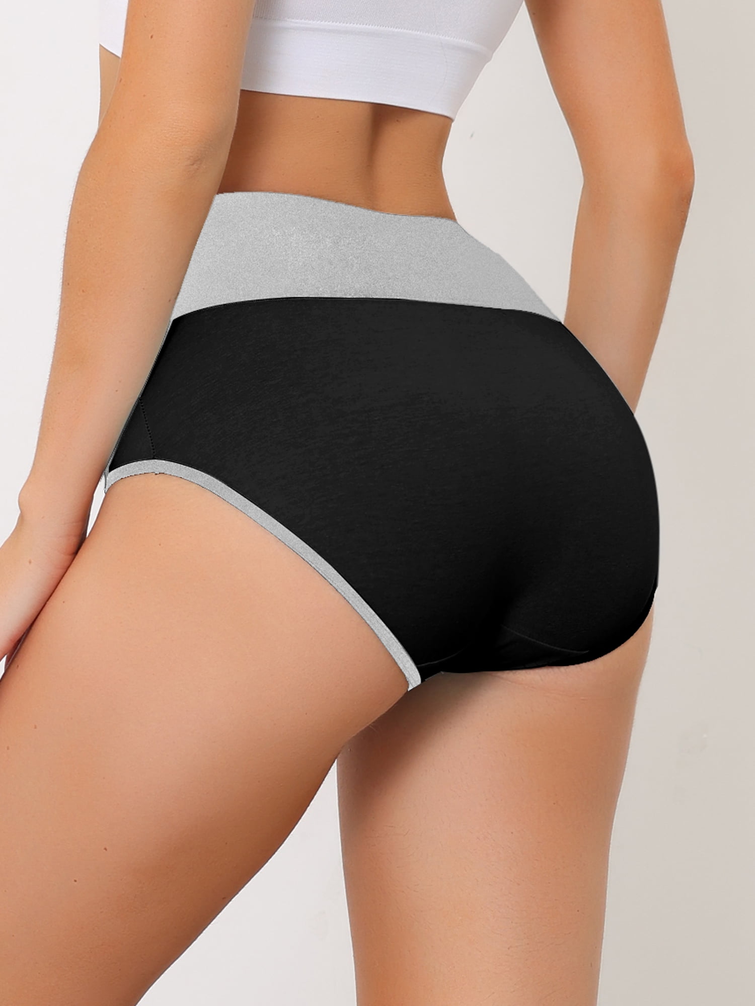 DARING DIVA Women's Tummy Control Color-Block Brief Panties L Black