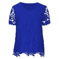 thumbnail image 5 of kaondbfi Summer Tops for Women Lace Crochet Embroidery Crewneck T Shirts Casual Short Sleeve Elegant Work Blouses Womens Essentials Fashion Clothing, 5 of 5