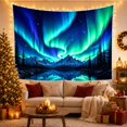 thumbnail image 3 of Aurora Borealis Over Snowy Mountains with Forest Reflection, Mystical Celestial for Nature Lovers, Mystical Landscape Wall Art Christmas Gift Tapestry Wall Hanging for Bedroom and Living Room, 3 of 7
