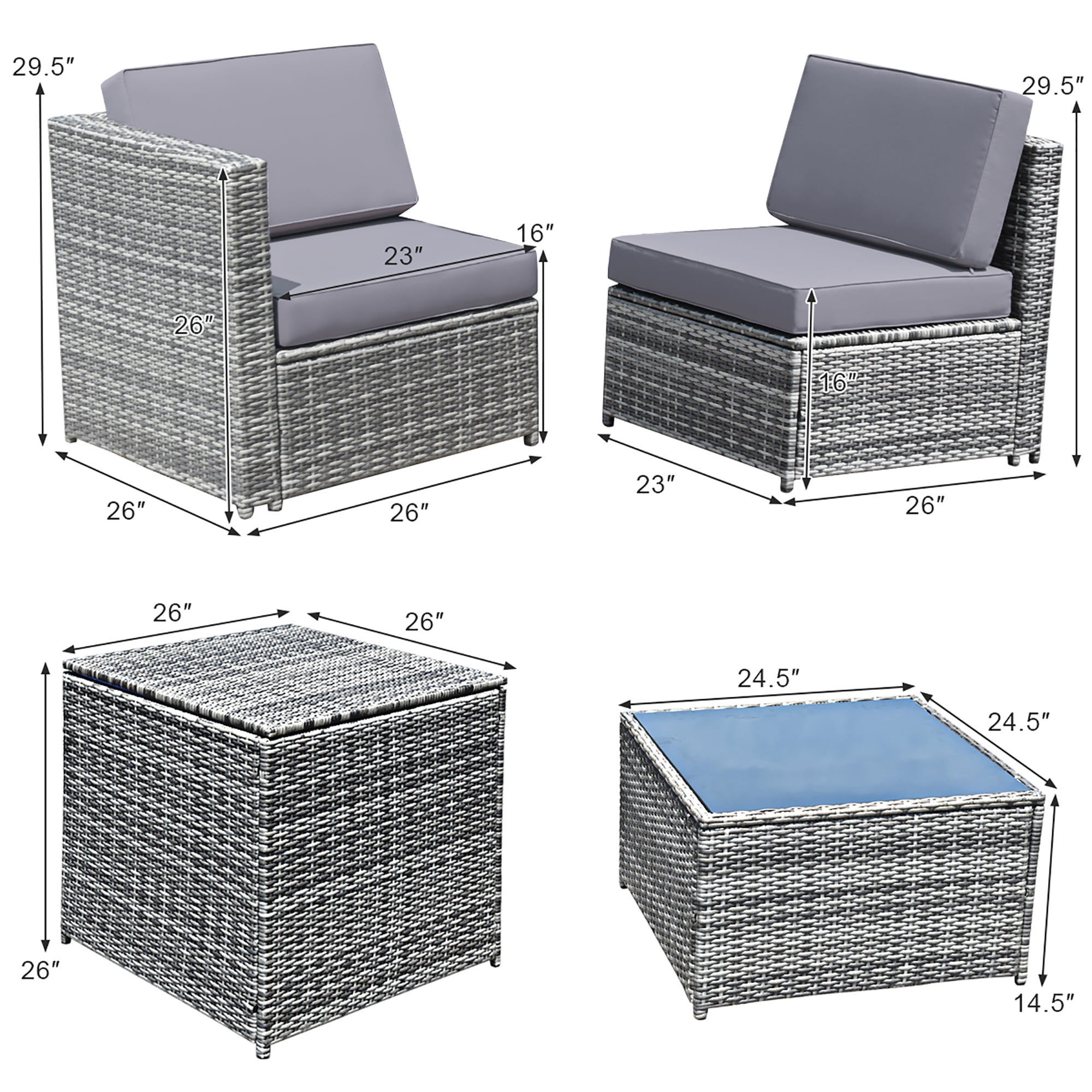 Costway 8 PCS Wicker Sofa Weaving Rattan Furniture Set Patio Furniture w/ Storage Outdoor