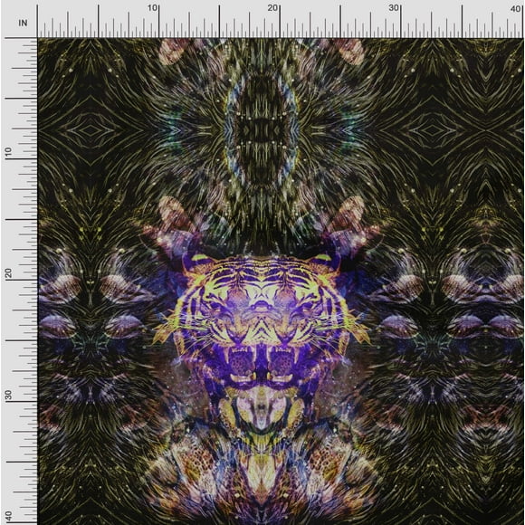 Soimoi Modal Satin Fabric Tiger Panel Fabric Prints By metre 42 Inch Wide