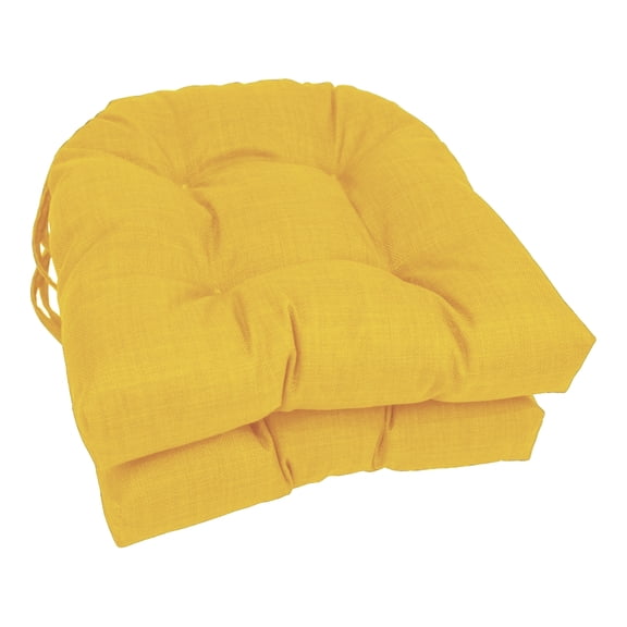 Blazing Needles 16-inch U-shaped Indoor/ Outdoor Chair Cushion (Set of 2) - 16" x 16" Lemon