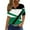 Green, variant on WREESH Women's Summer Henley Shirts Fashion Cotton and Short Sleeves, Geometric Print Loose V-Neck Button Casual Top Green