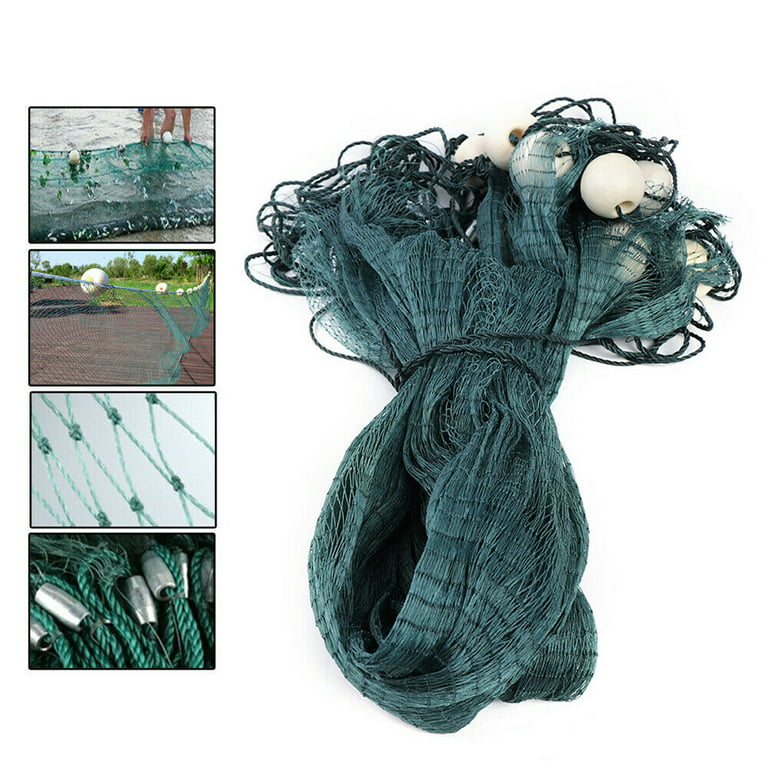 Fishing Net 2x10m Hand Cast Fishing Drag Net Nylon Mesh Beach Seine Bait Easy Throw, Size: 2x10m / 6.5x33FT, Green