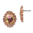 thumbnail image 1 of Rose-tone Floral Decal Oval Post Earrings BF189, 1 of 2