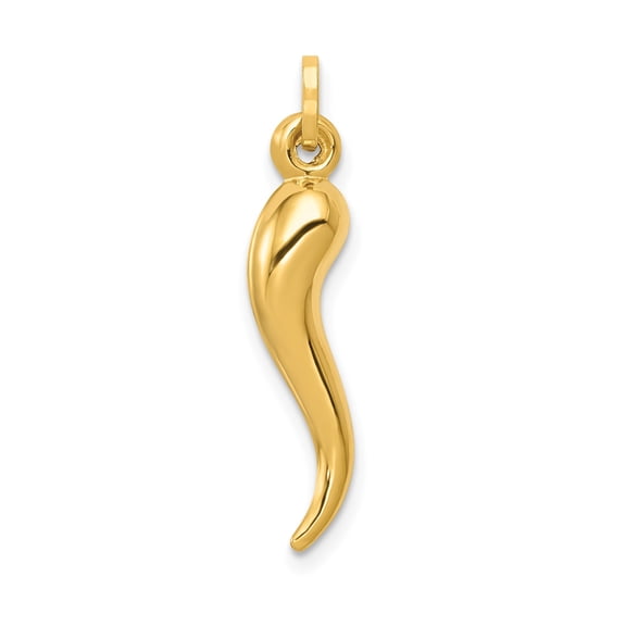 14k Yellow Gold Italian Horn Cornicello Pendant Charm, Unisex, Jewelry Stores Network
