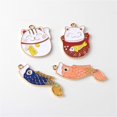 thumbnail image 3 of 4 Piezas de Joyería de Aleación de Chapado Dorado, Japonés, Animal, Gato Y , Gota de Aceite de , Colr Hecho a Man BLESIY Colgante collares, 3 of 8