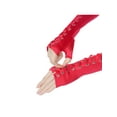 thumbnail image 4 of INSPIRE CHIC Women's Satin Lace Up Fingerless Gloves Solid Color Punk Arm Warmers One Size Red and Red Ribbon, 4 of 6