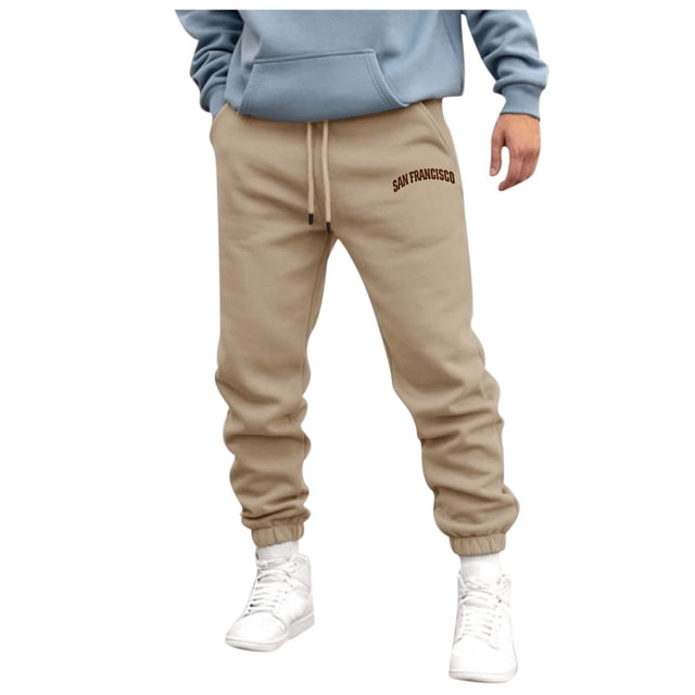 Zszcpp High Waisted Pants Men'S Running Sports Basic Styly Long Print Letter Trendy Comfortable Trousers Casual Trouser