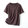 thumbnail image 2 of Casual Women's Loose Comfortable Cotton Short Sleeve Round Neck Blouse Shirt Top, Breathable Solid Color Tunic, Summer Fashion | CSEONE,Purple XL, 2 of 8