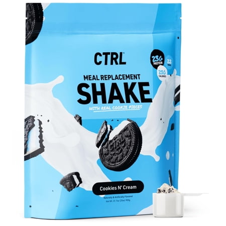 CTRL Meal Replacement Shake with Real Pieces, Cookies N' Cream, 23g of Protein, 15 Servings