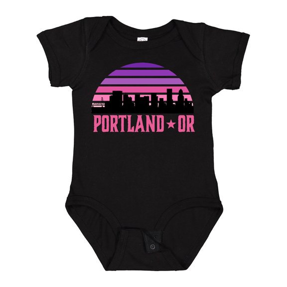 Inktastic Portland Oregon Retro Sunset Skyline Girls Baby Bodysuit