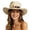 Beige, variant on Women Fringe‑Edge Raffia Straw Hat Wooden‑Ring Shell‑Bead Decor Fold‑able Sun Hat
