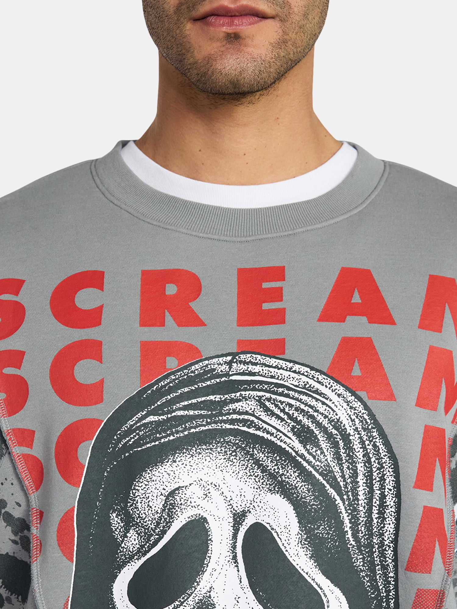 Ghostface Men's and Big Men's Crewneck Fleece Sweatshirt, Sizes S-3XL