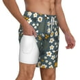 thumbnail image 3 of Picia Flowers and Bee pattern Mens Swim Trunks with Compression Liner Stretch Beach Shorts Quick Dry with Zipper Pockets No-Chafing Board Shorts-X-Large, 3 of 9