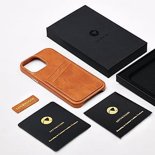 Luckycoin Handmade Genuine Leather Case for iPhone 13 Pro Max 6.7-Inch,Anti Slip Ultra-Thin Cover, Vintage Top Grain Leather,Card Holder for Apple iPhone 13 Pro Max Case