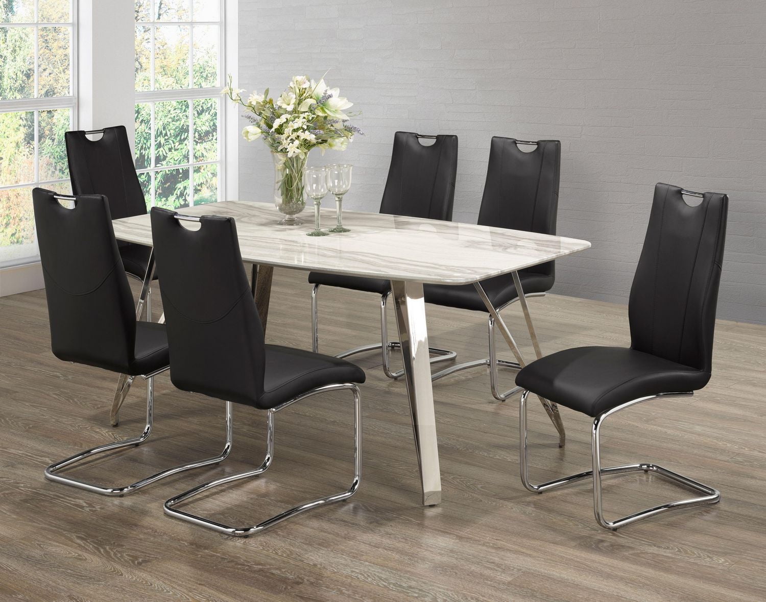 Tavern Dining Set, 7-Piece, Black