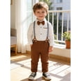thumbnail image 6 of CARETOO Toddler Boys Suit Boys Formal Outfit Set Dress Shirt Bowtie Suspender Pants 1-5T Baby Boy Church Christening Wedding Easter Clothes 3T, 6 of 9