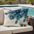thumbnail image 2 of Outdoor Pillow Cover Teal Peacock Feather Set of 2 Waterproof Throw Pillowcases Green Decorative Patio Furniture Pillows for Couch Garden Indoor & Outdoor Use, 2 of 9