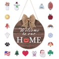 thumbnail image 3 of Welcome Sign Wooden Front Door Plaque Hanging Interchangeable Gate Decoration Ornament with 18 Pieces Replacements, 3 of 10