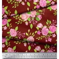 thumbnail image 2 of Soimoi Red Cotton Duck Fabric Rose Floral Printed Craft Fabric by the Yard 42 Inch Wide, 2 of 3