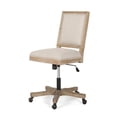thumbnail image 4 of Benjara Swivel Rolling Office Chair- Beige Fabric- Weathered Light Brown Wood, 4 of 5