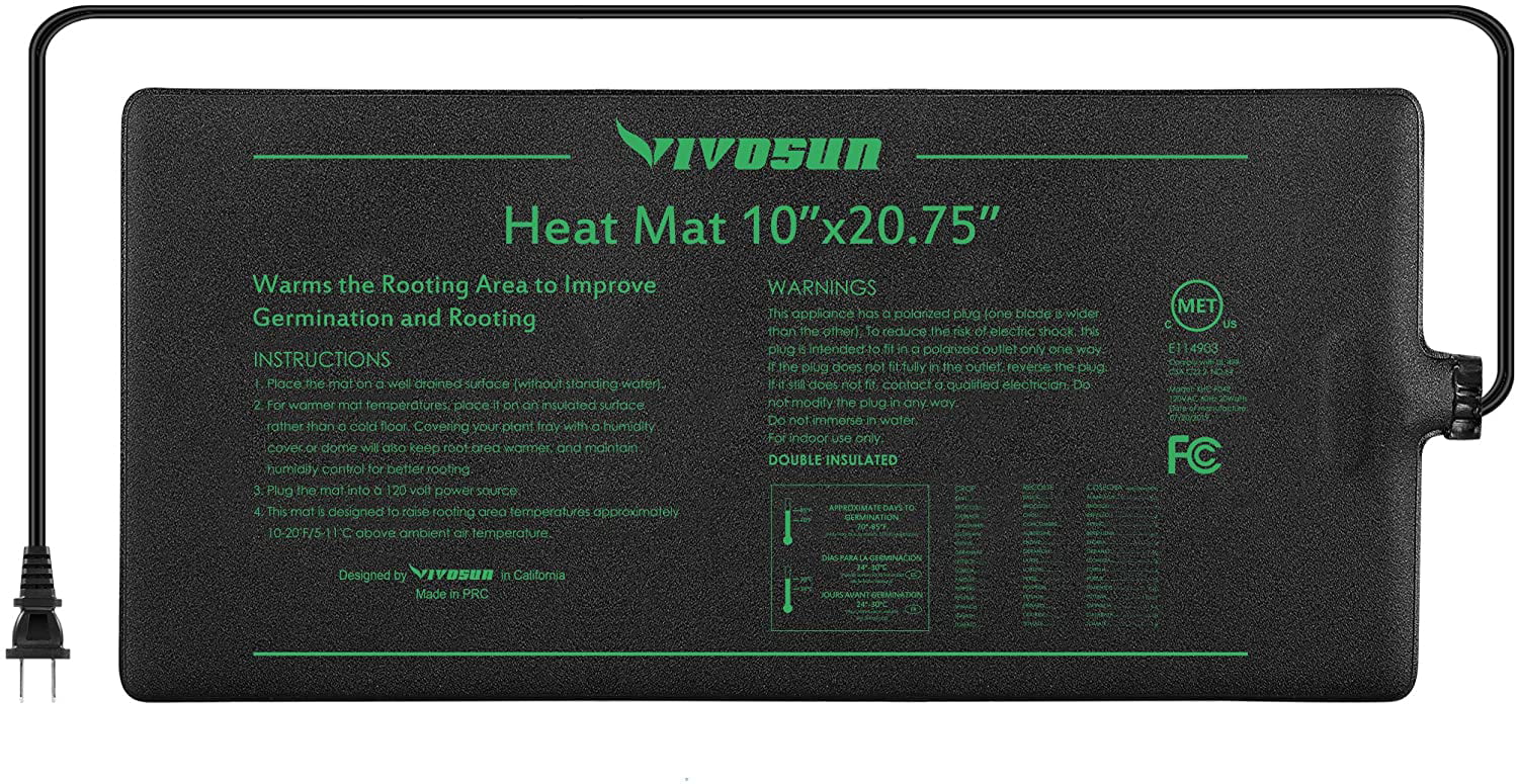 Black Seedfactor MET 10" X 20" Waterproof Indoor Hydroponic Heat Mat 