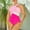 Hot Pink, variant on Njoeus Women's Color Block One-Shoulder One 1 Piece Swimsuit Tummy Swimwear Control Padded Bathing Suit Monokinis