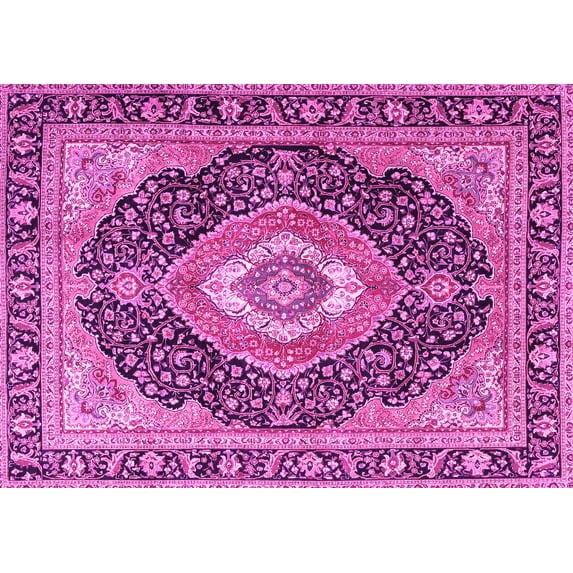 Ahgly Company Indoor Rectangle Medallion Pink Traditional Area Rugs, 7' x 9'