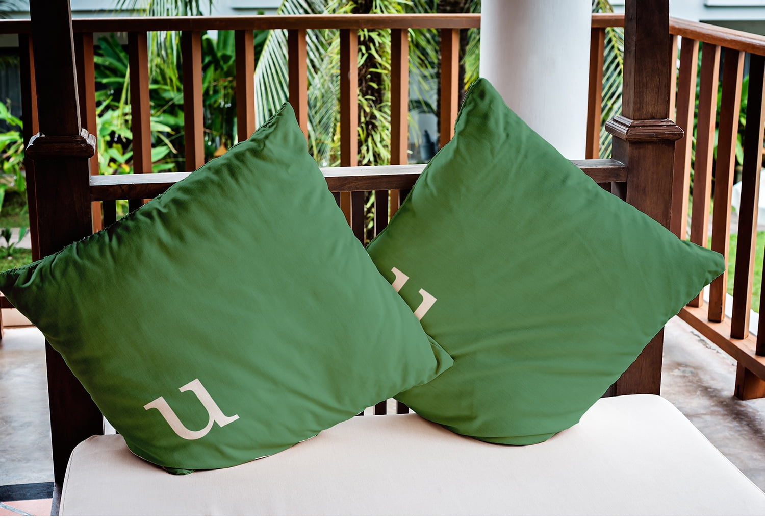 Simply Daisy 18" x 18" Modern Monogram Indoor/Outdoor Polyester Throw Pillow, Sage