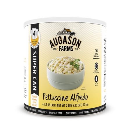 Augason Farms Fettuccine Alfredo SUPER CAN No. 10 Can with 4 Pouches Emergency Food Storage Everyday Meal Prep
