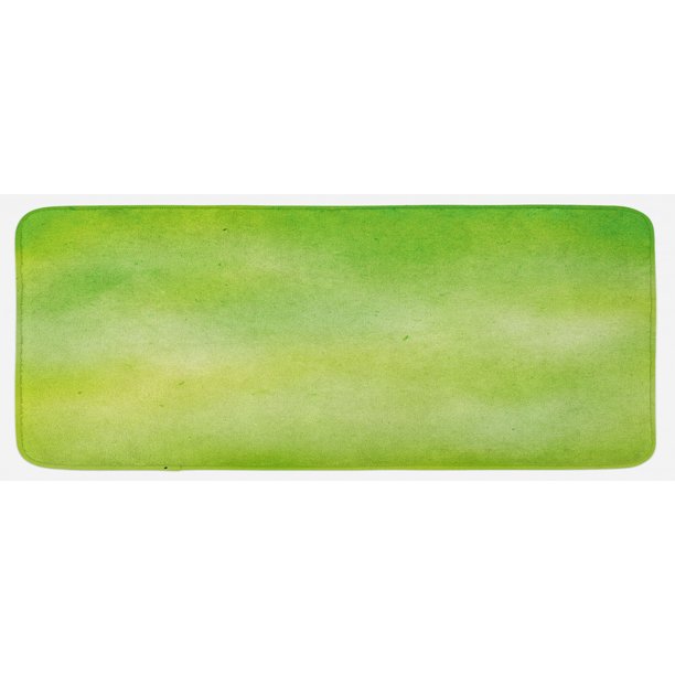 Lime Green Kitchen Mat, Blurry Faded Tones with Pastel Effects