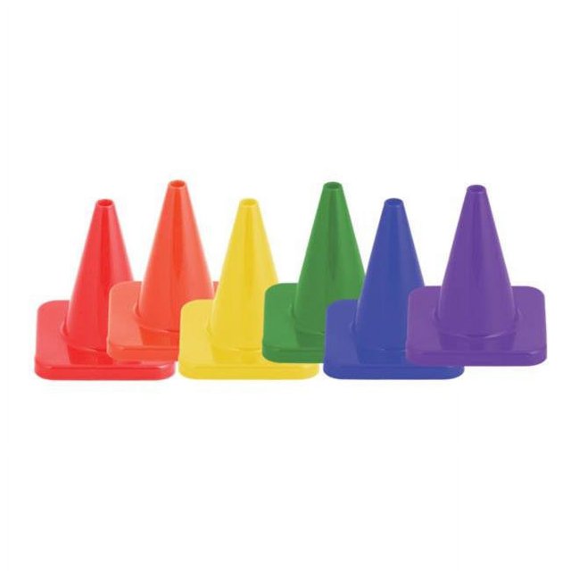 Champion Sports C6SET Ensemble de Cônes en Vinyle Souple de 6 Po. Haute Visibilité, Multicolore - Lot de 6